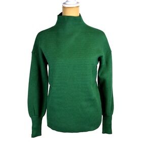 Tahari Woman's Sweater Size XS Emerald Green‎ Mock Neck Old Money Staple Event